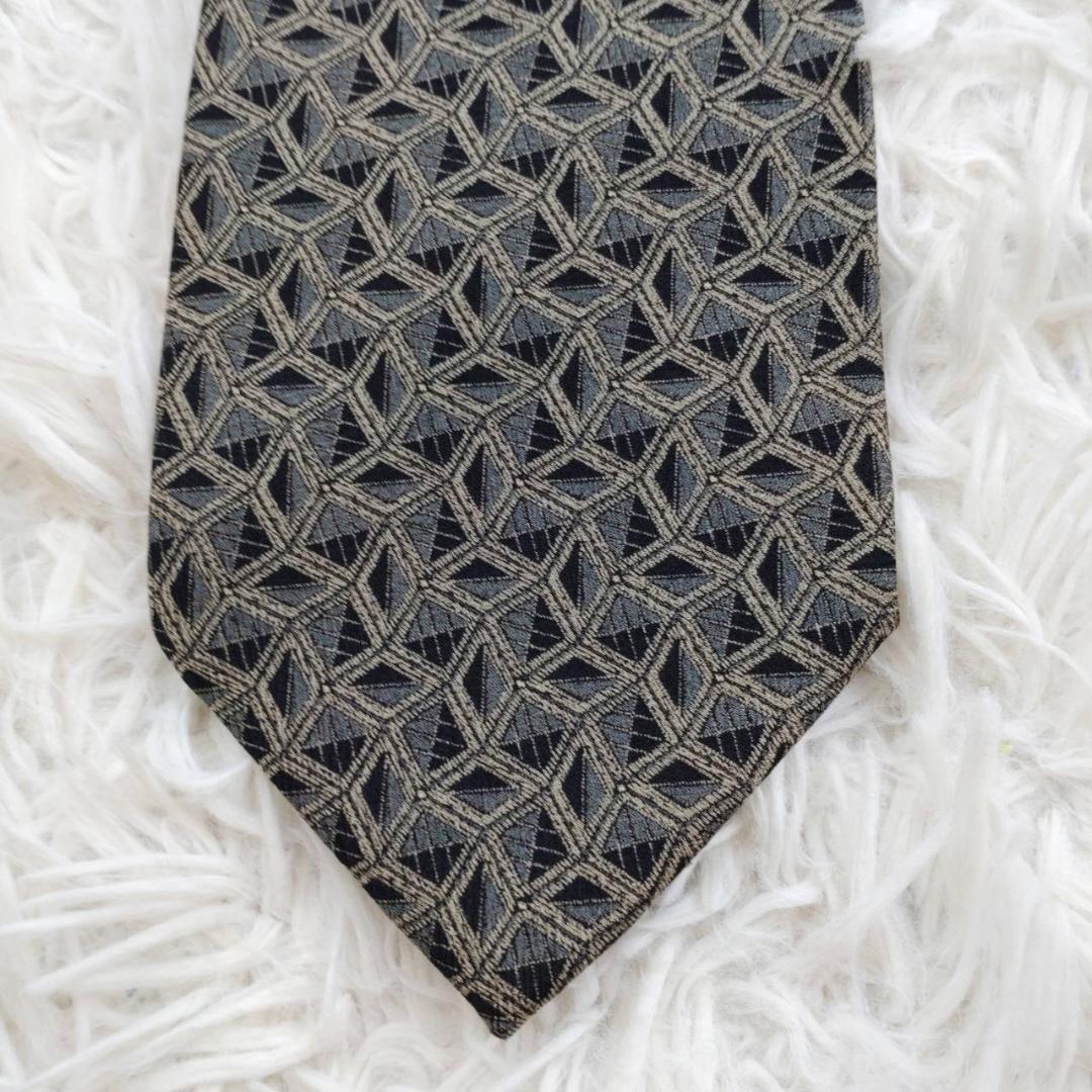 ケンゾー 高級シルクネクタイ 総柄 ダークグレー