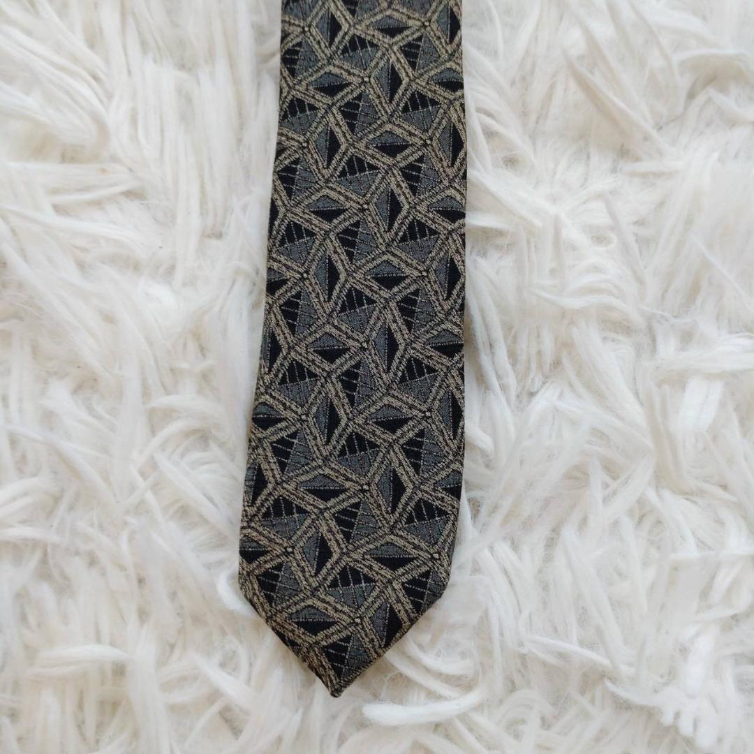 ケンゾー 高級シルクネクタイ 総柄 ダークグレー