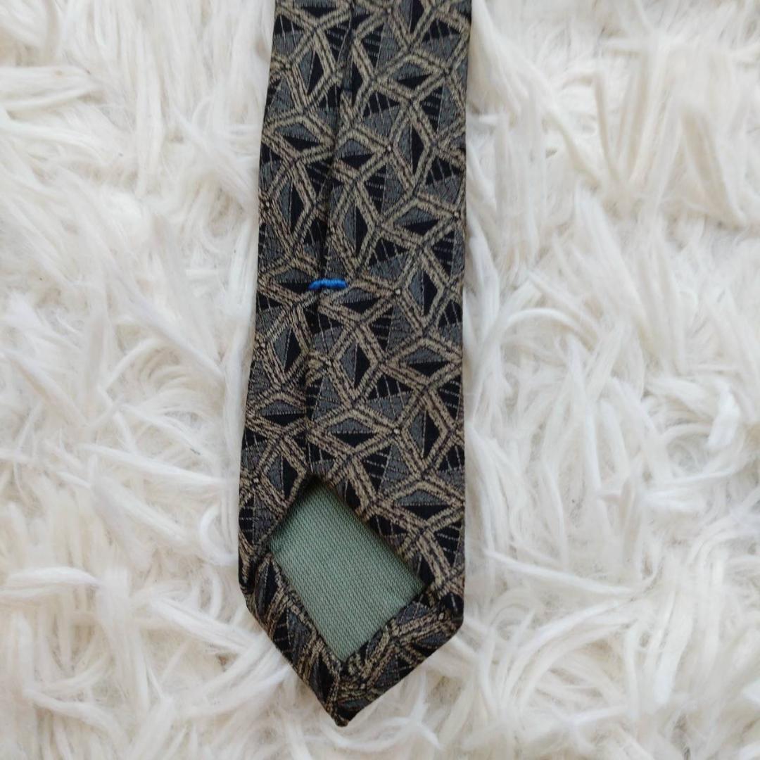 ケンゾー 高級シルクネクタイ 総柄 ダークグレー
