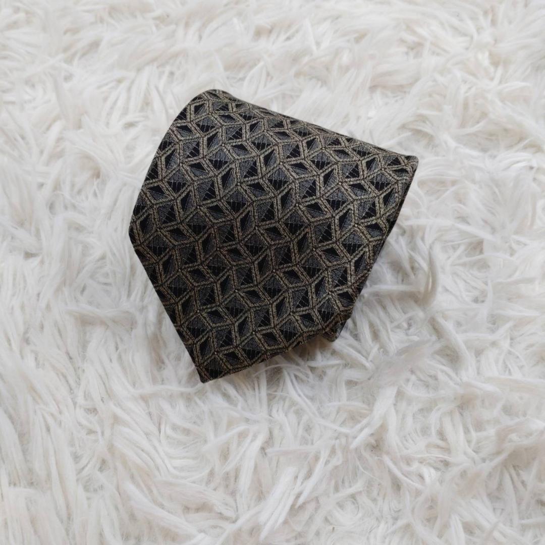 ケンゾー 高級シルクネクタイ 総柄 ダークグレー