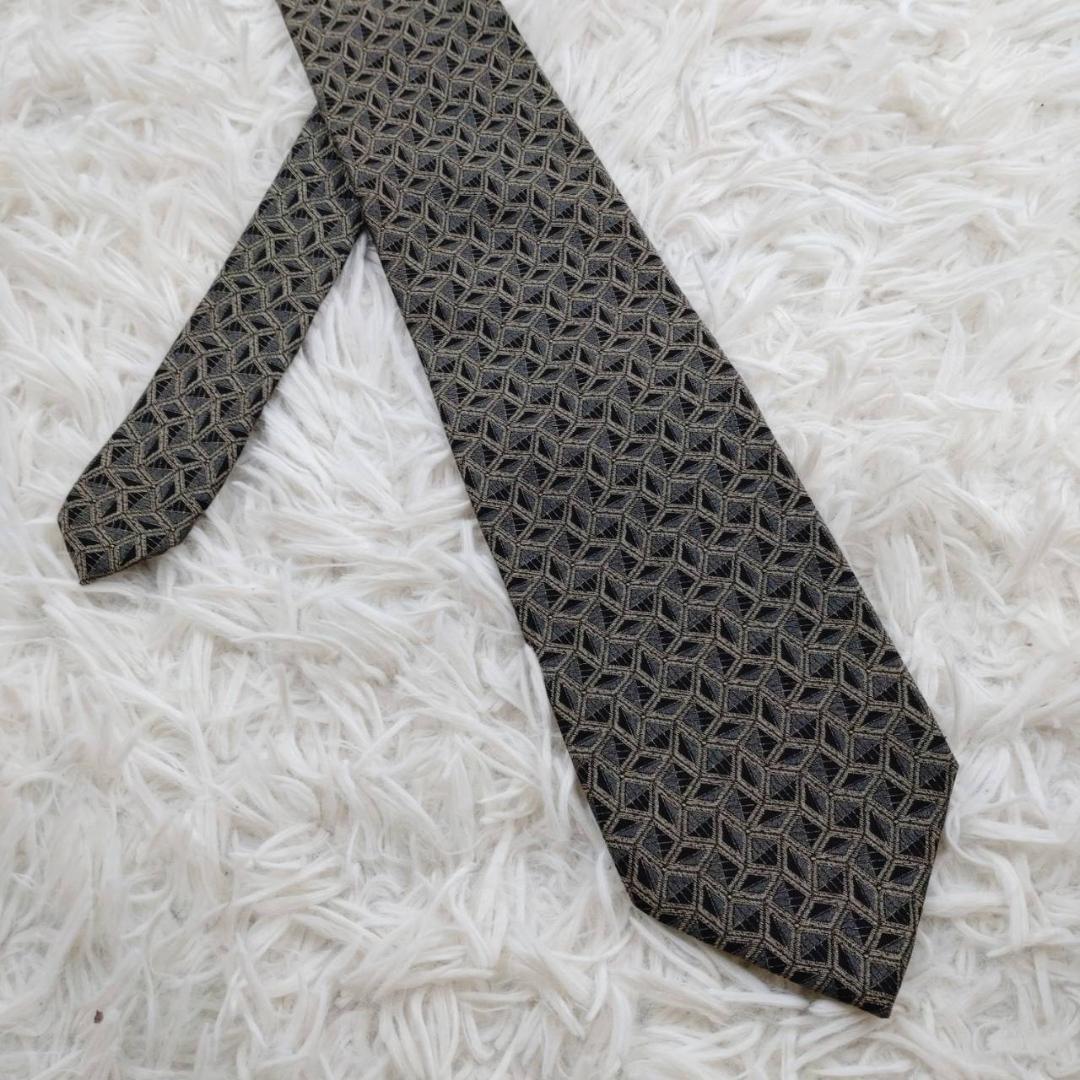 ケンゾー 高級シルクネクタイ 総柄 ダークグレー