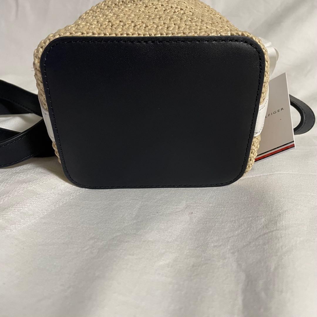 【新品】トミーヒルフィガー　ベージュ　ラフィア　2WAYバッグ　巾着