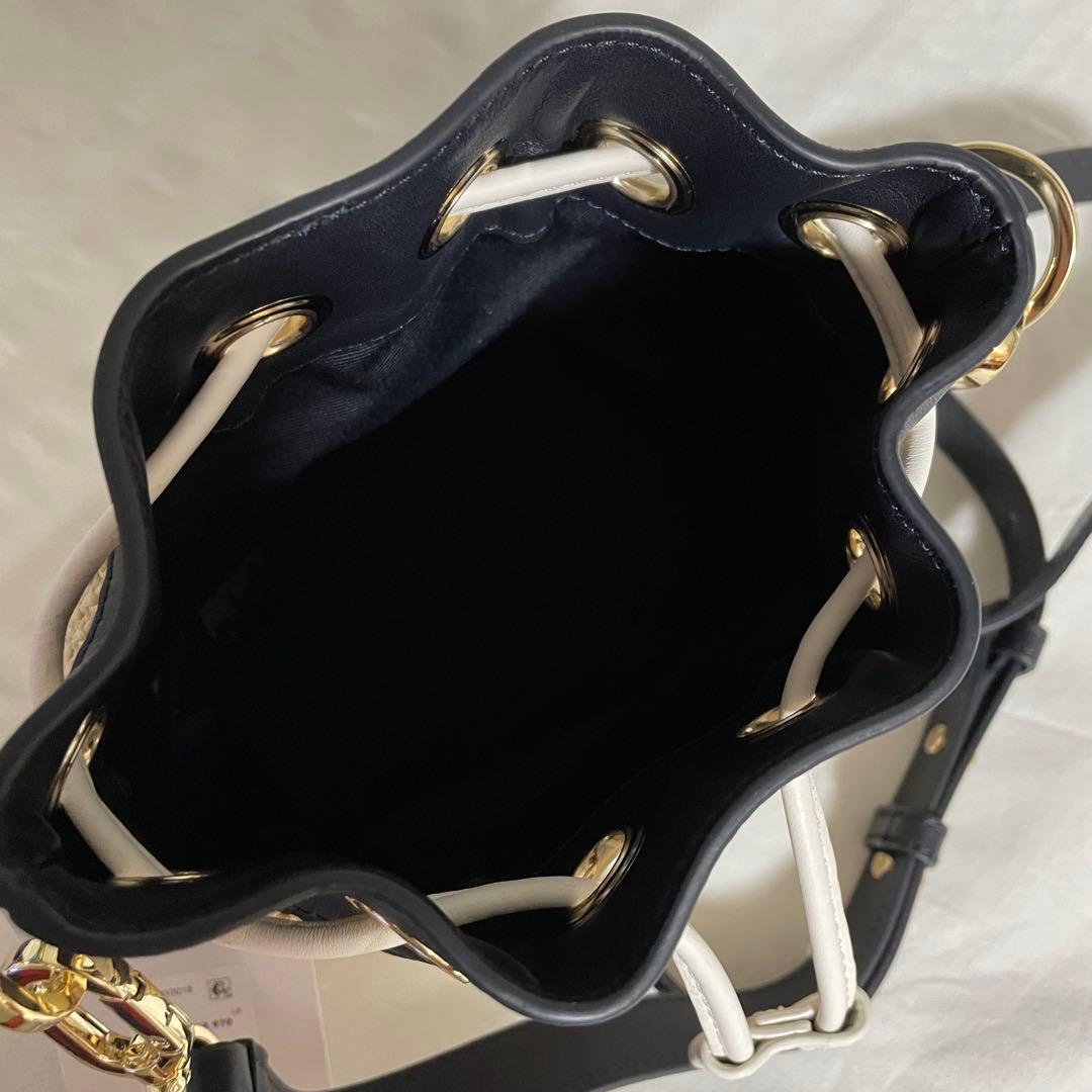 【新品】トミーヒルフィガー　ベージュ　ラフィア　2WAYバッグ　巾着