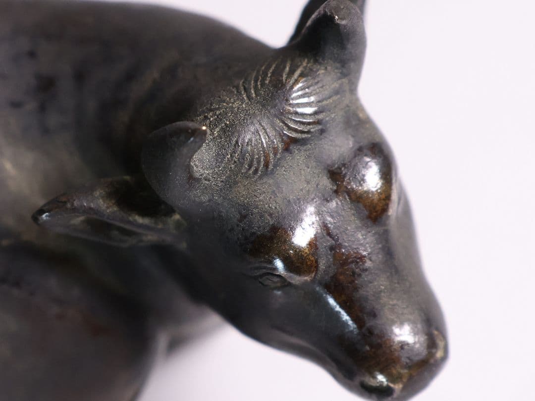 古銅 牛 置物 658g 金工 銅製 時代【MA831】