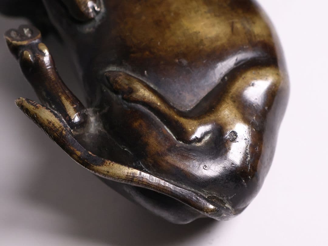 古銅 牛 置物 658g 金工 銅製 時代【MA831】