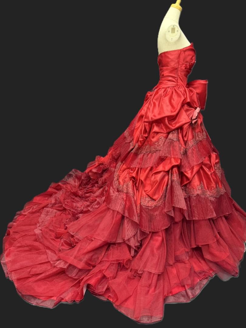 【ラファさま専用】赤 カラードレス リボン 豪華 パーティ 演奏会 7～11号