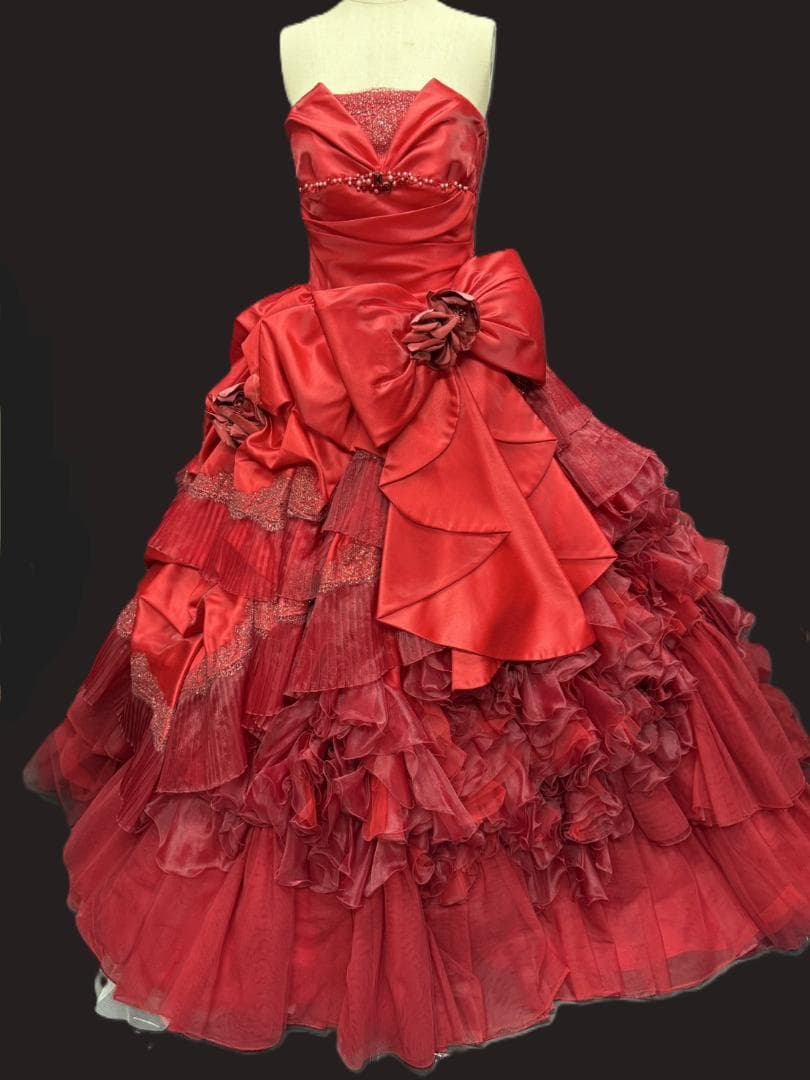 【ラファさま専用】赤 カラードレス リボン 豪華 パーティ 演奏会 7～11号