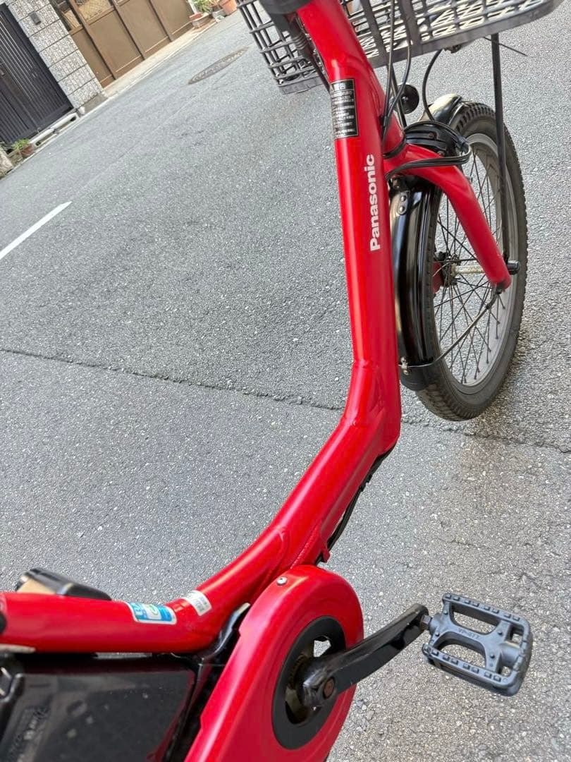 子供乗せ　Panasonic 電動アシスト自転車 赤 チャイルドシート付き