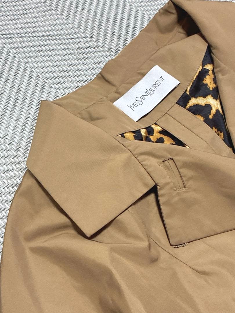 未使用品級 YSL フランス製 トレンチコート ブラウン 七分丈