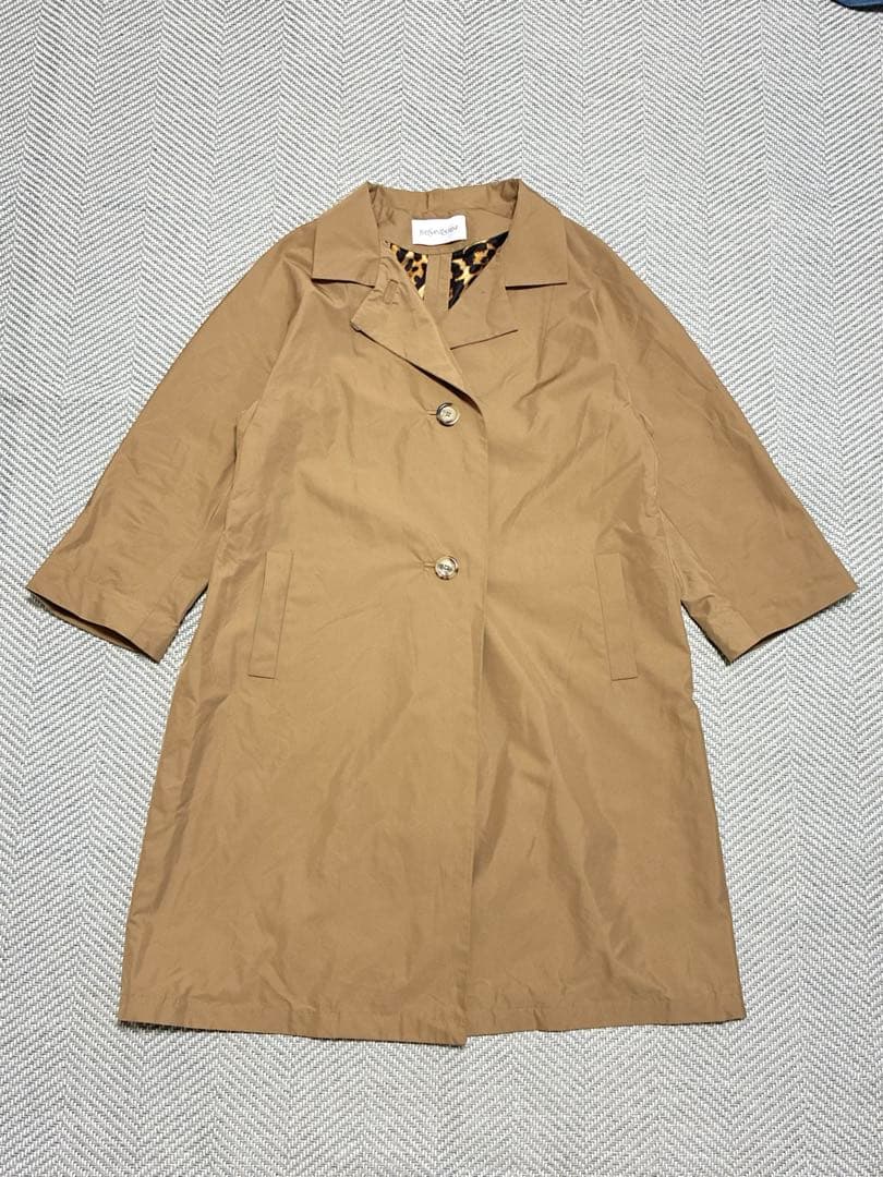 未使用品級 YSL フランス製 トレンチコート ブラウン 七分丈