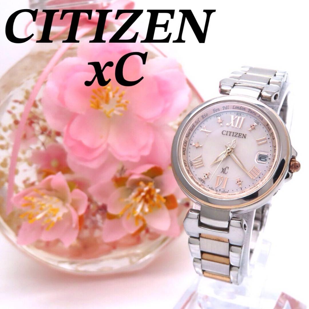 美品 EC1034 59W クロスシー 電波ソーラー シチズン 時計 コンビ