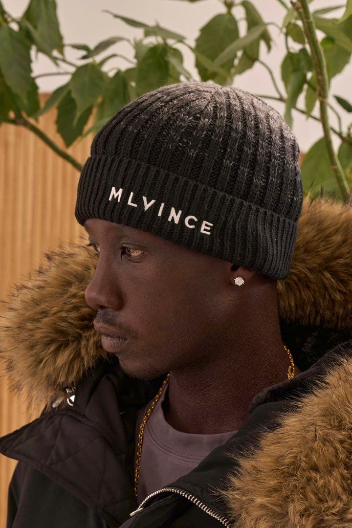 帽子 MLVINCE CLASSIC LOGO RIBBED BEANIE BLACK
