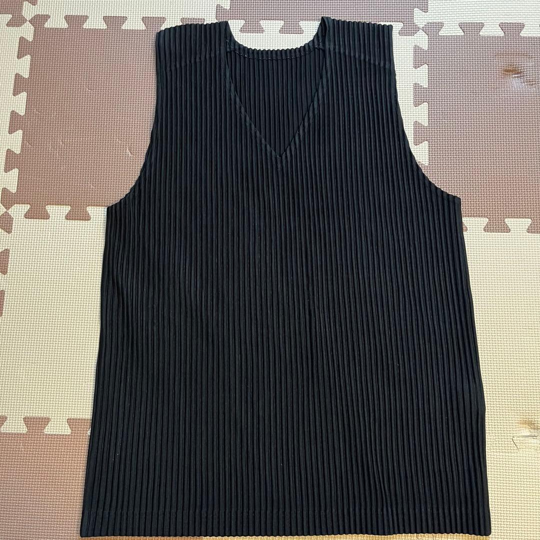 オムプリッセ BASICS Vネック ベスト ブラック