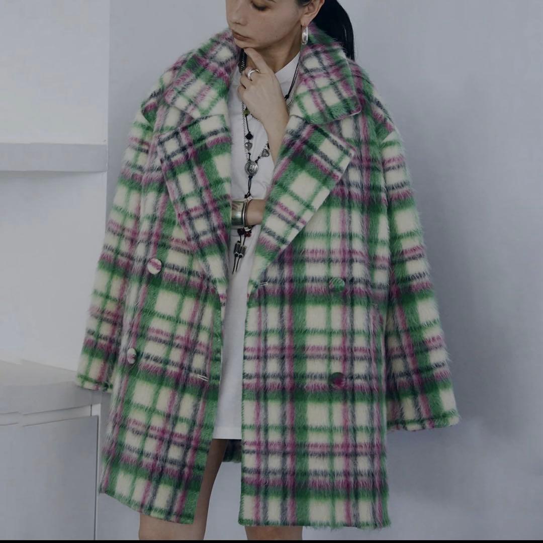 【着用2回】AMERI ADORABLE SHAGGY CHECK COAT