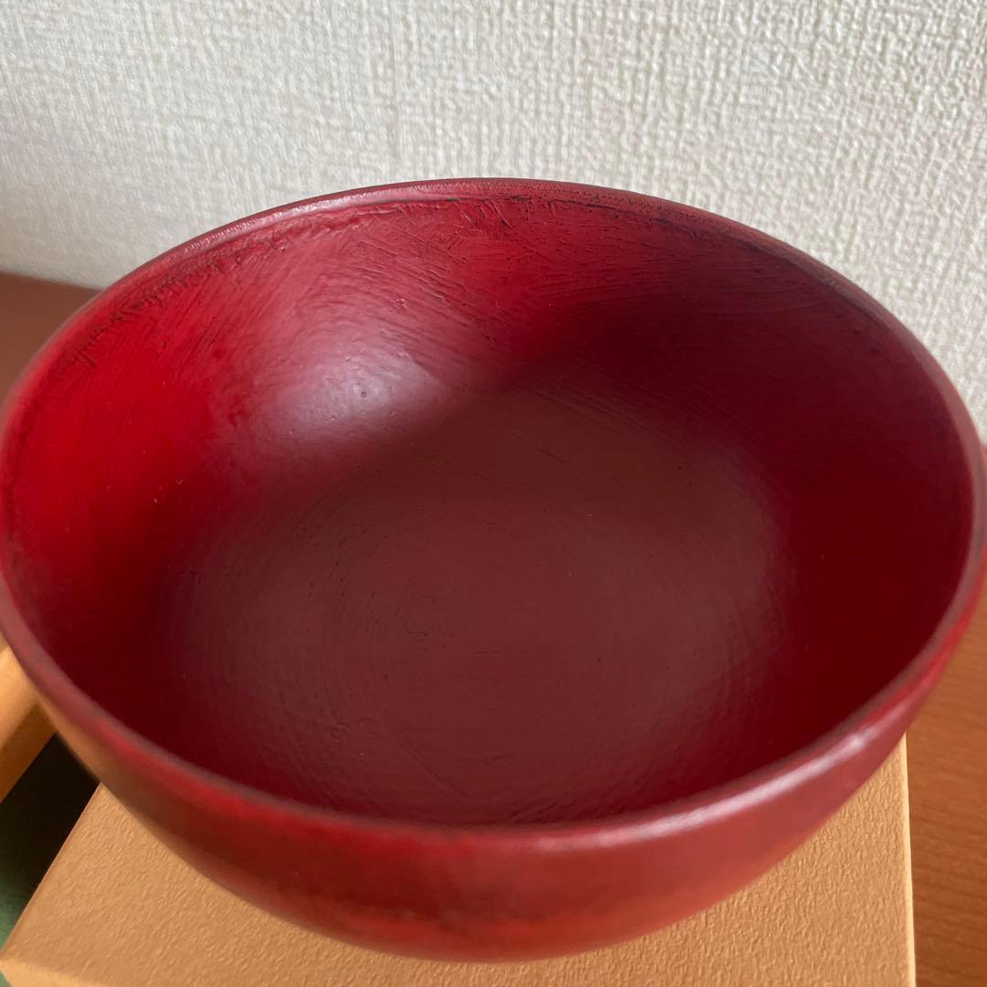 漆塗り汁椀　2個セット　渕布刷毛　曙　根来　山岸厚夫