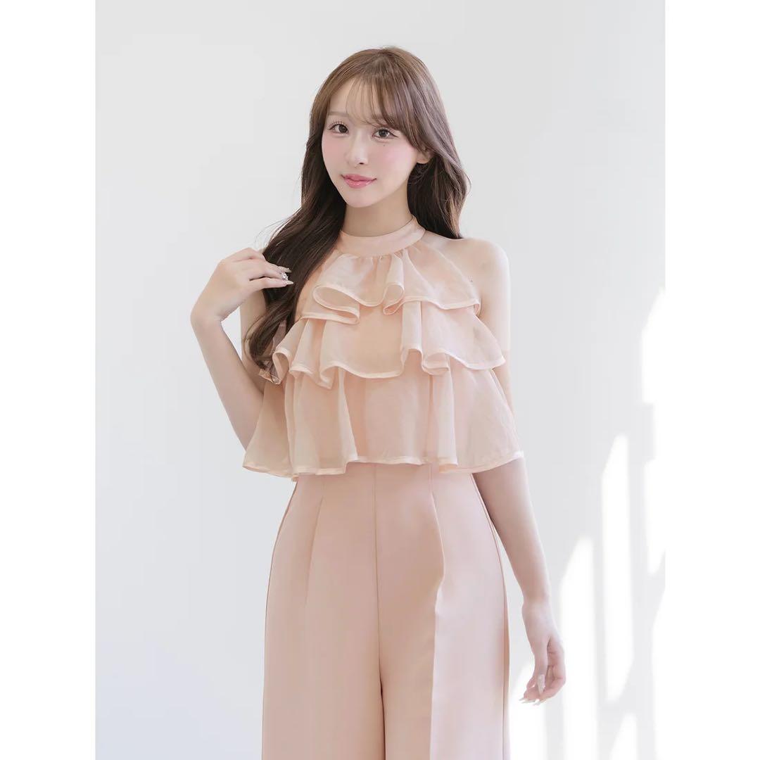 新品タグ付き ダーリッチ ティアードフリルジャンプスーツ ピンク フリー