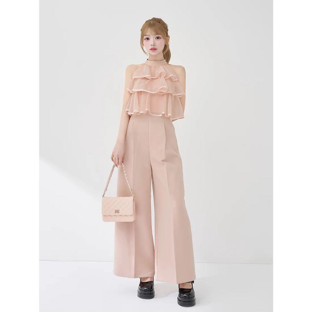 新品タグ付き ダーリッチ ティアードフリルジャンプスーツ ピンク フリー