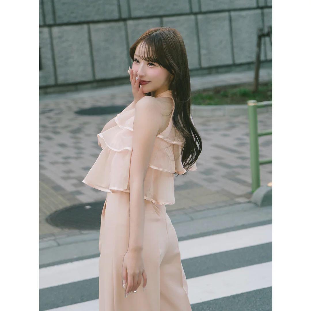 新品タグ付き ダーリッチ ティアードフリルジャンプスーツ ピンク フリー