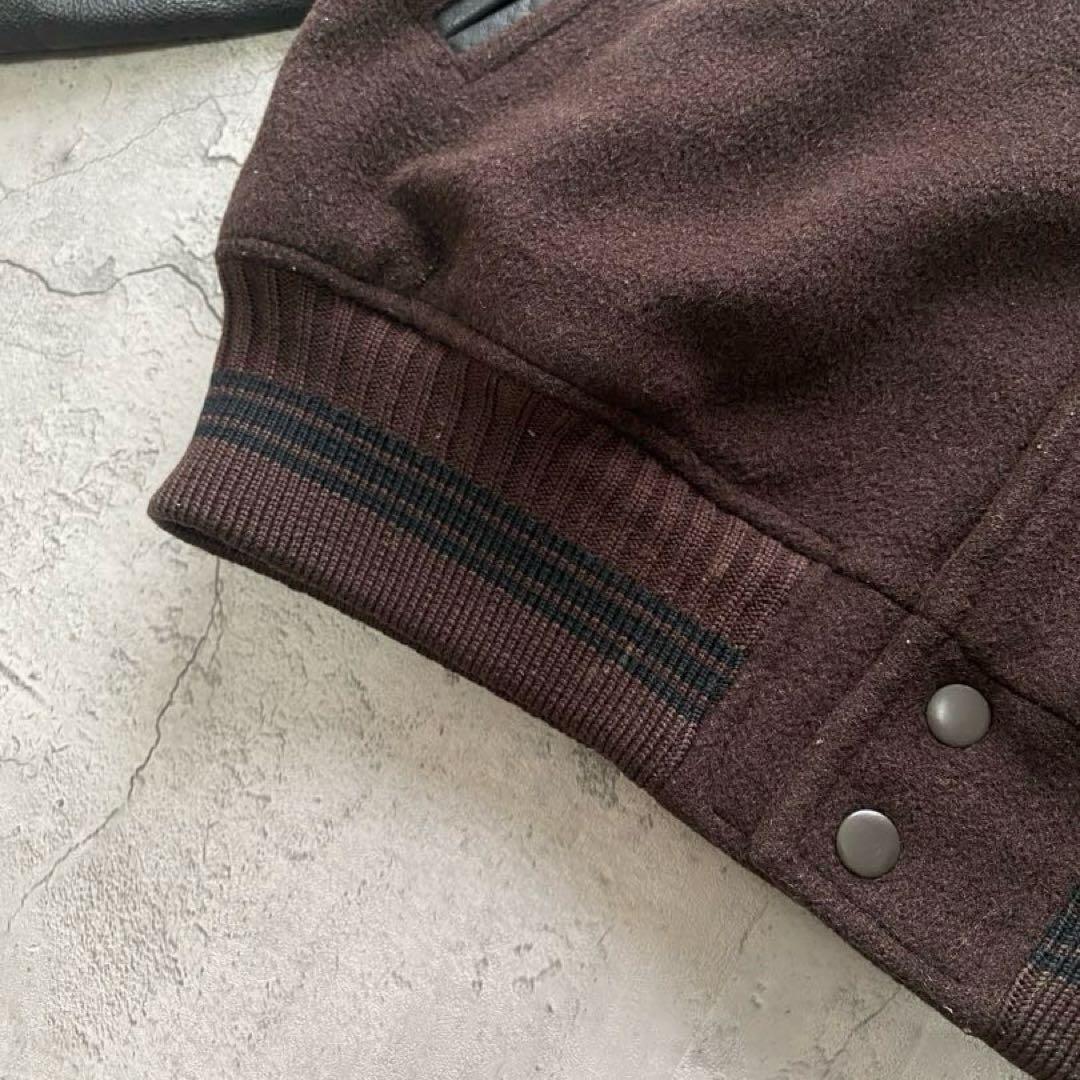 USA古着 スタジャン ジャケット レザー 刺繍 ワッペン ブラウン