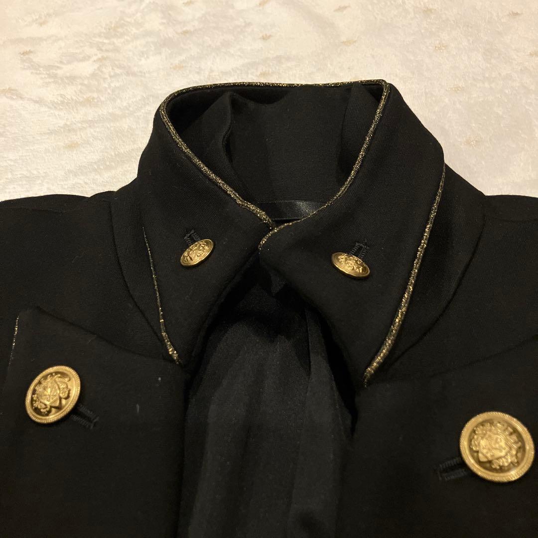 極美品　ナポレオンジャケット　金ボタン　ショート丈 ブラック モード系 軍服風