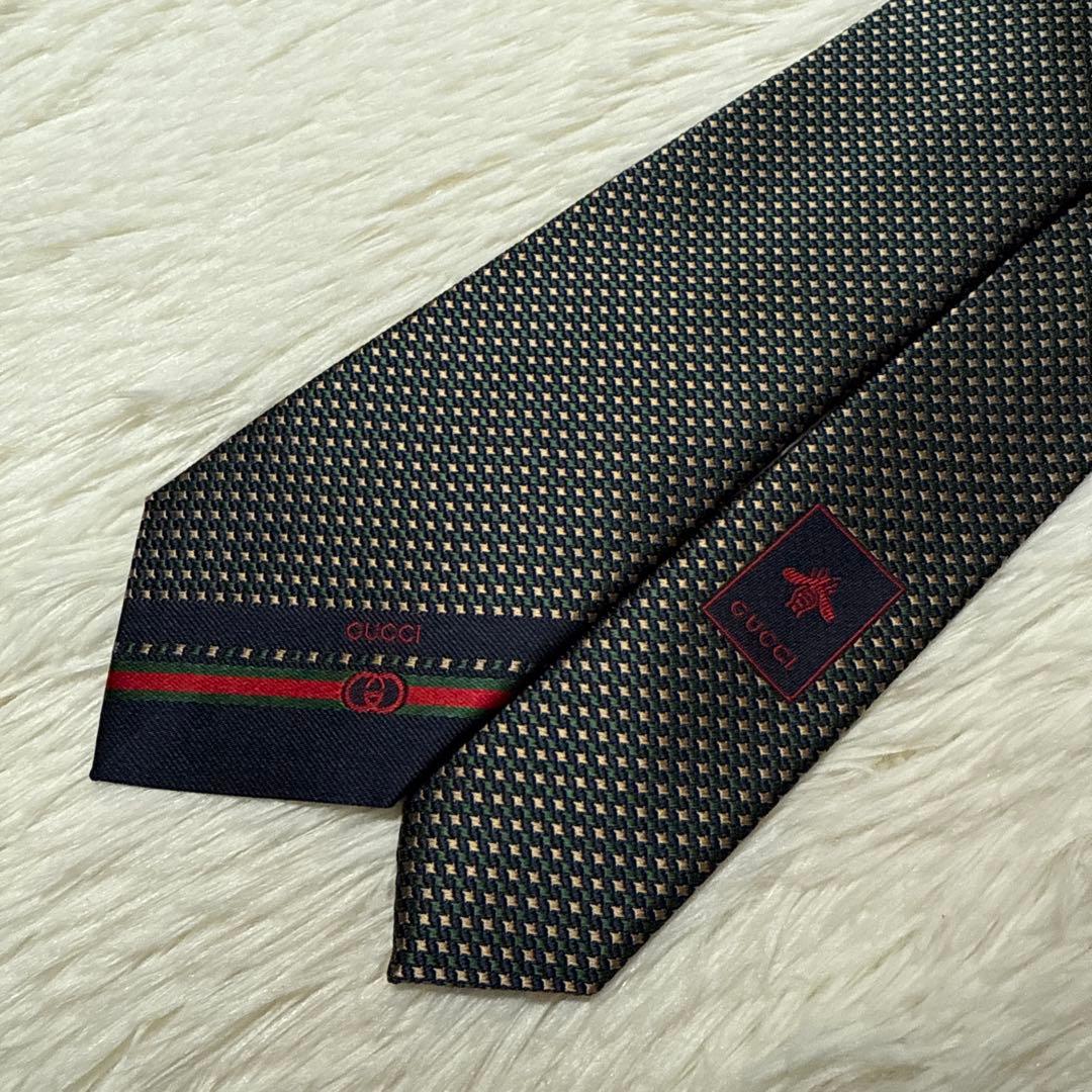【未使用級】GUCCI ネクタイ　高級シルク　GG ジャガード