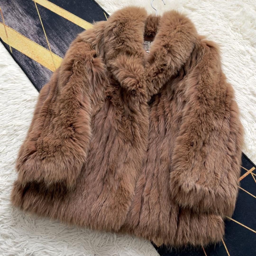 肉厚◎/総丈84 染め/カラー フォックス ファーコート 毛皮 XL 狐 エンバ