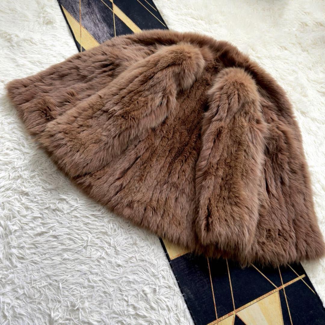 肉厚◎/総丈84 染め/カラー フォックス ファーコート 毛皮 XL 狐 エンバ