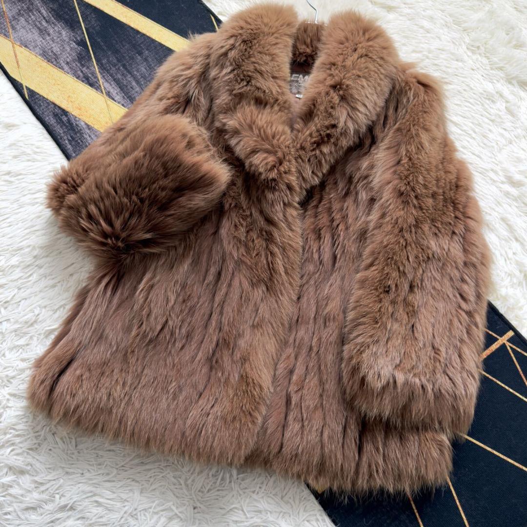 肉厚◎/総丈84 染め/カラー フォックス ファーコート 毛皮 XL 狐 エンバ