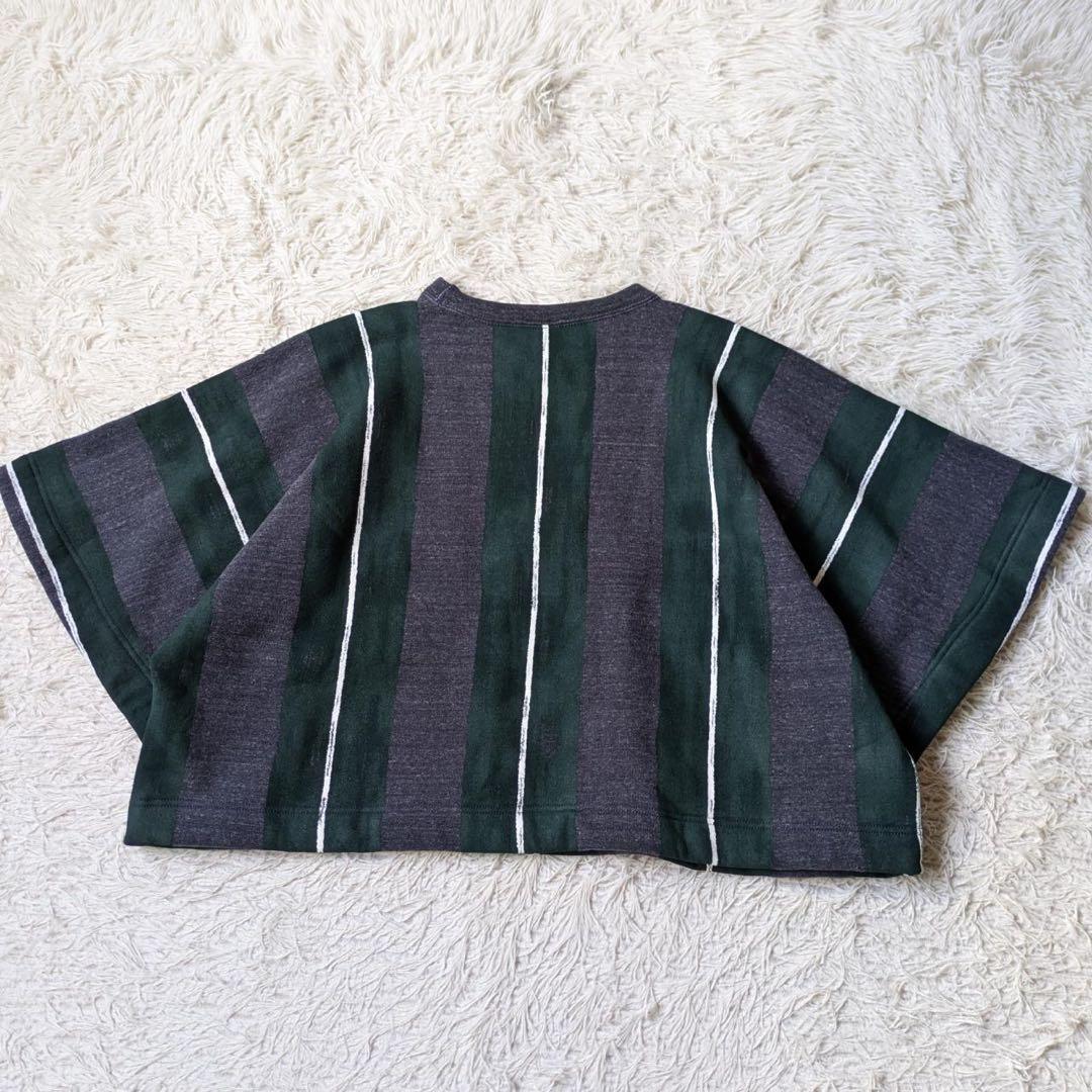 45R ふわふわ裏毛ポンチョ/レジメンストライプ　サイズ0 日本製