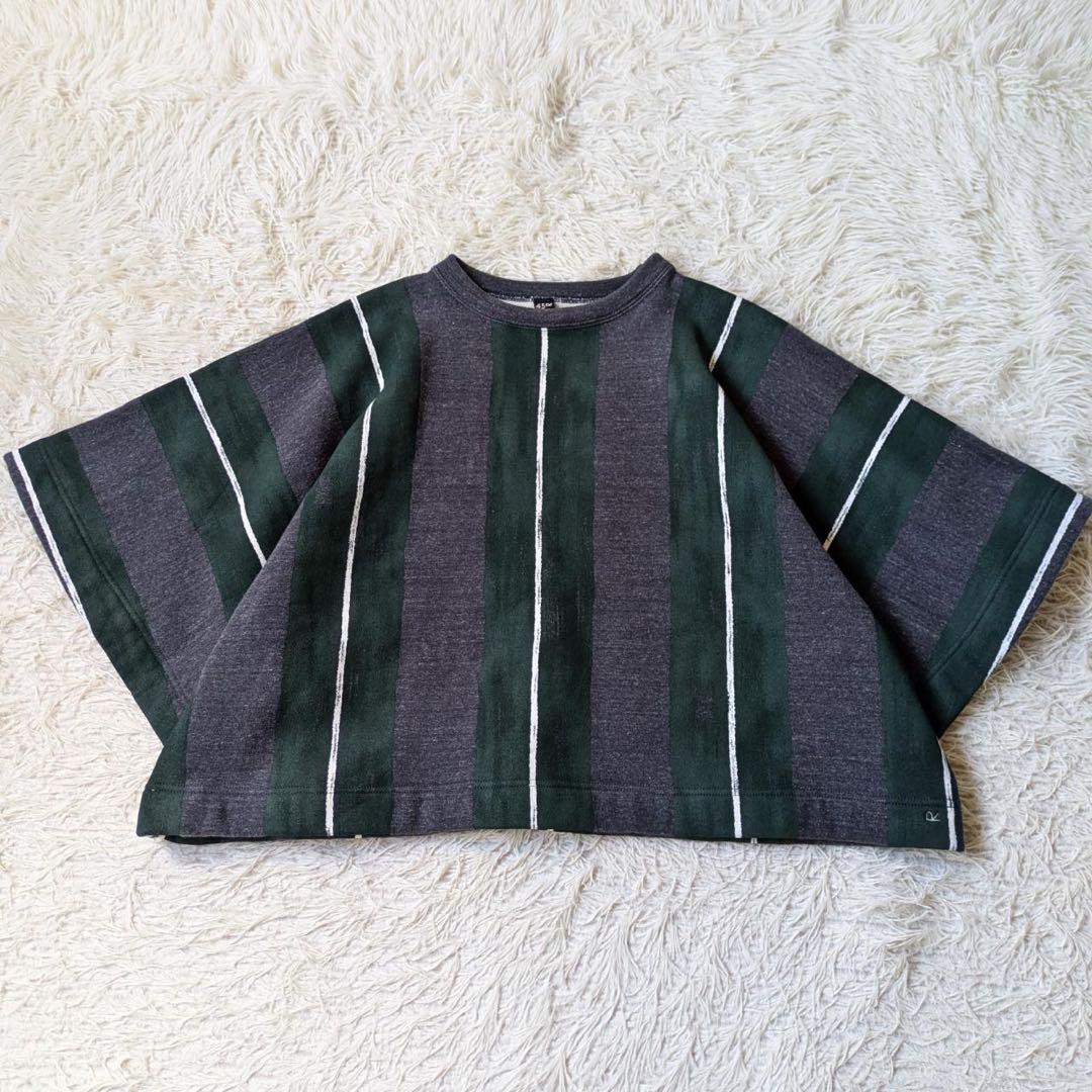 45R ふわふわ裏毛ポンチョ/レジメンストライプ　サイズ0 日本製