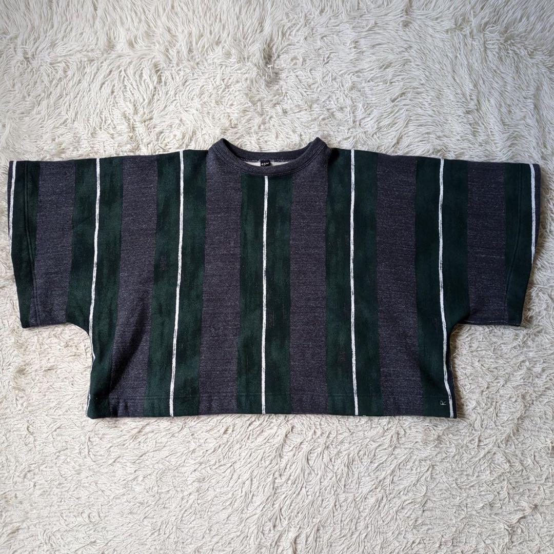 45R ふわふわ裏毛ポンチョ/レジメンストライプ　サイズ0 日本製