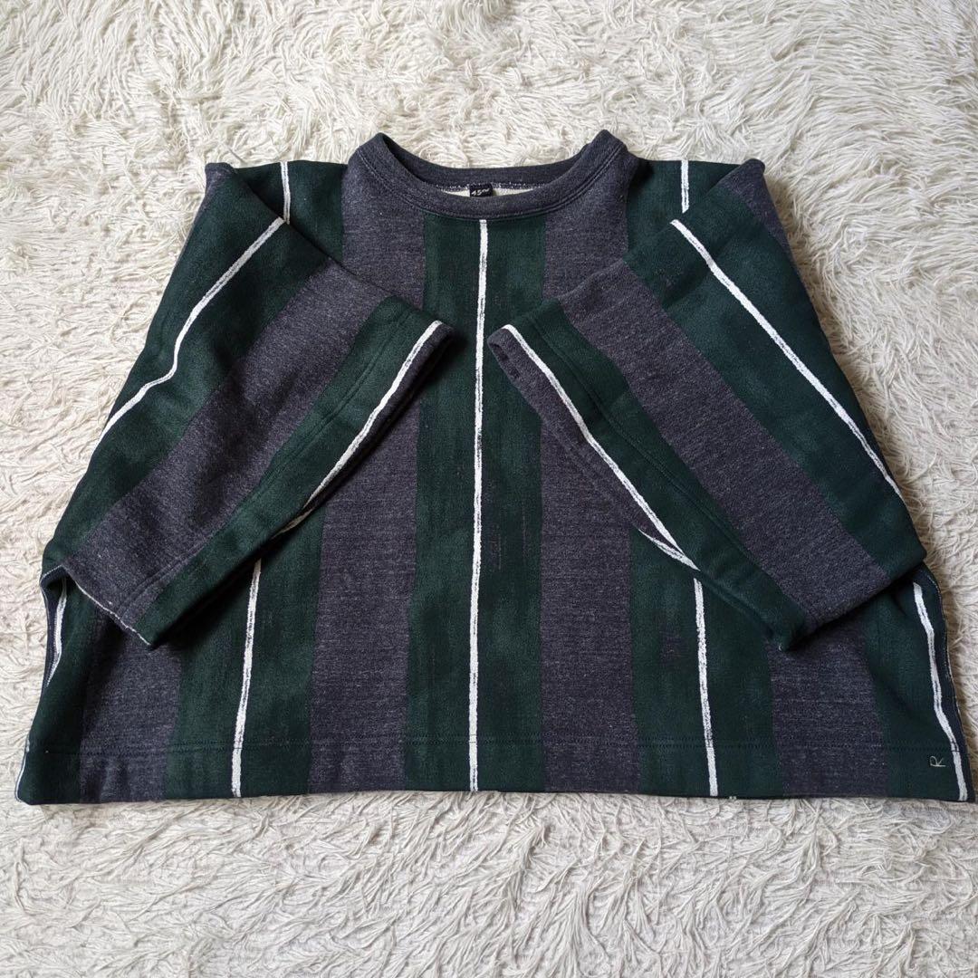 45R ふわふわ裏毛ポンチョ/レジメンストライプ　サイズ0 日本製