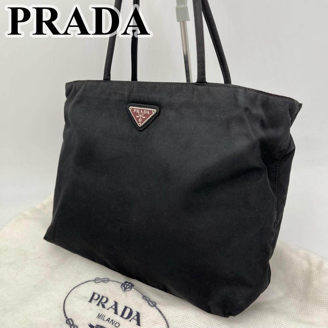 PRADA ハンドバッグ トートバッグ 手提げ 三角ロゴ テスートナイロン 黒