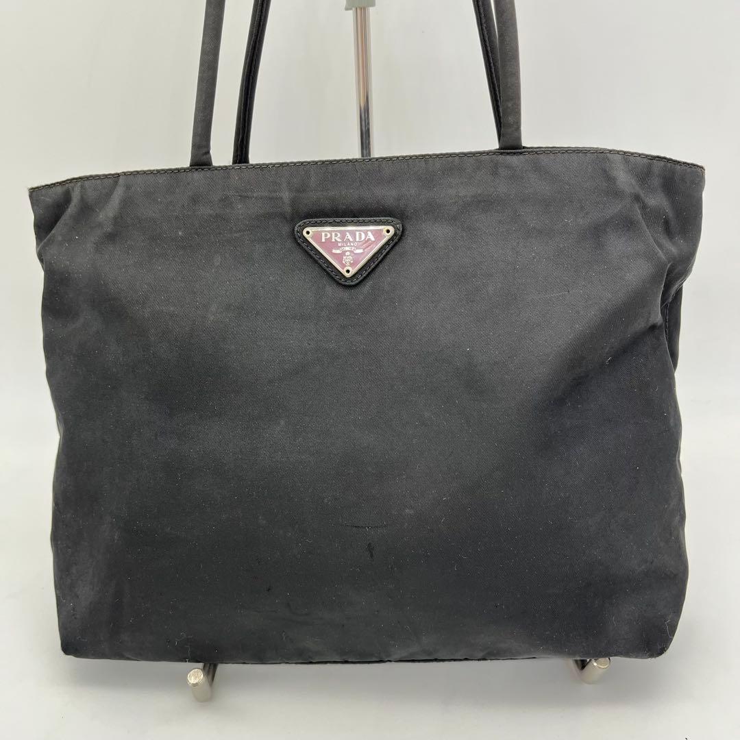 PRADA ハンドバッグ トートバッグ 手提げ 三角ロゴ テスートナイロン 黒