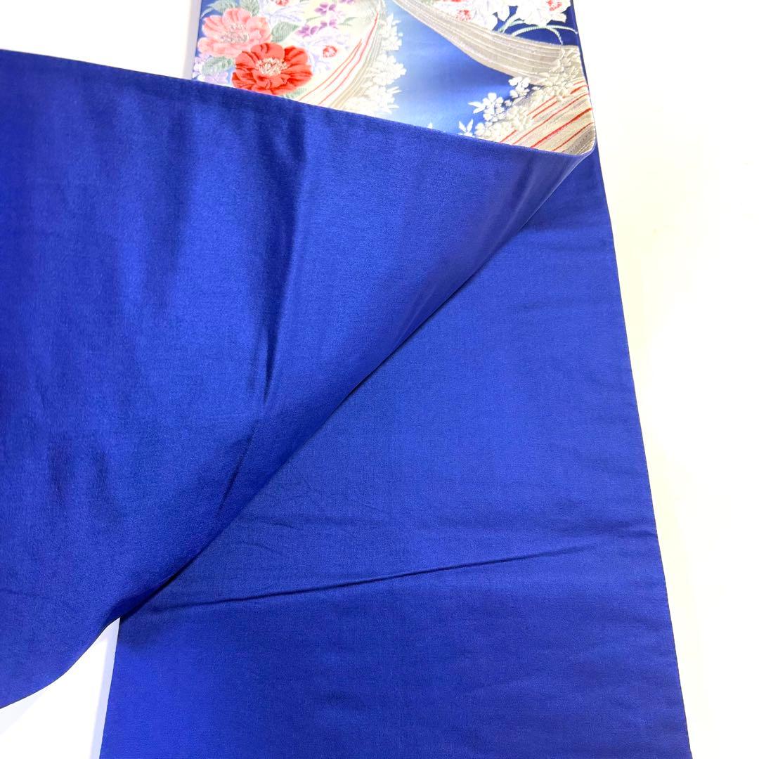 5k2963 袋帯　絹　唐織　銀色　青　赤　白　紫　ピンク　花柄　和装　着物