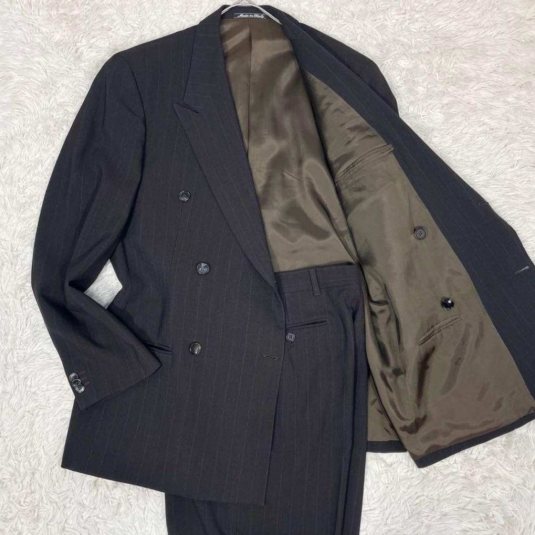 美品✨ジョルジオアルマーニ スーツ セットアップ ダブル ストライプ ブラウン系