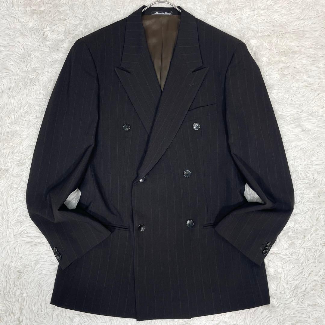 美品✨ジョルジオアルマーニ スーツ セットアップ ダブル ストライプ ブラウン系