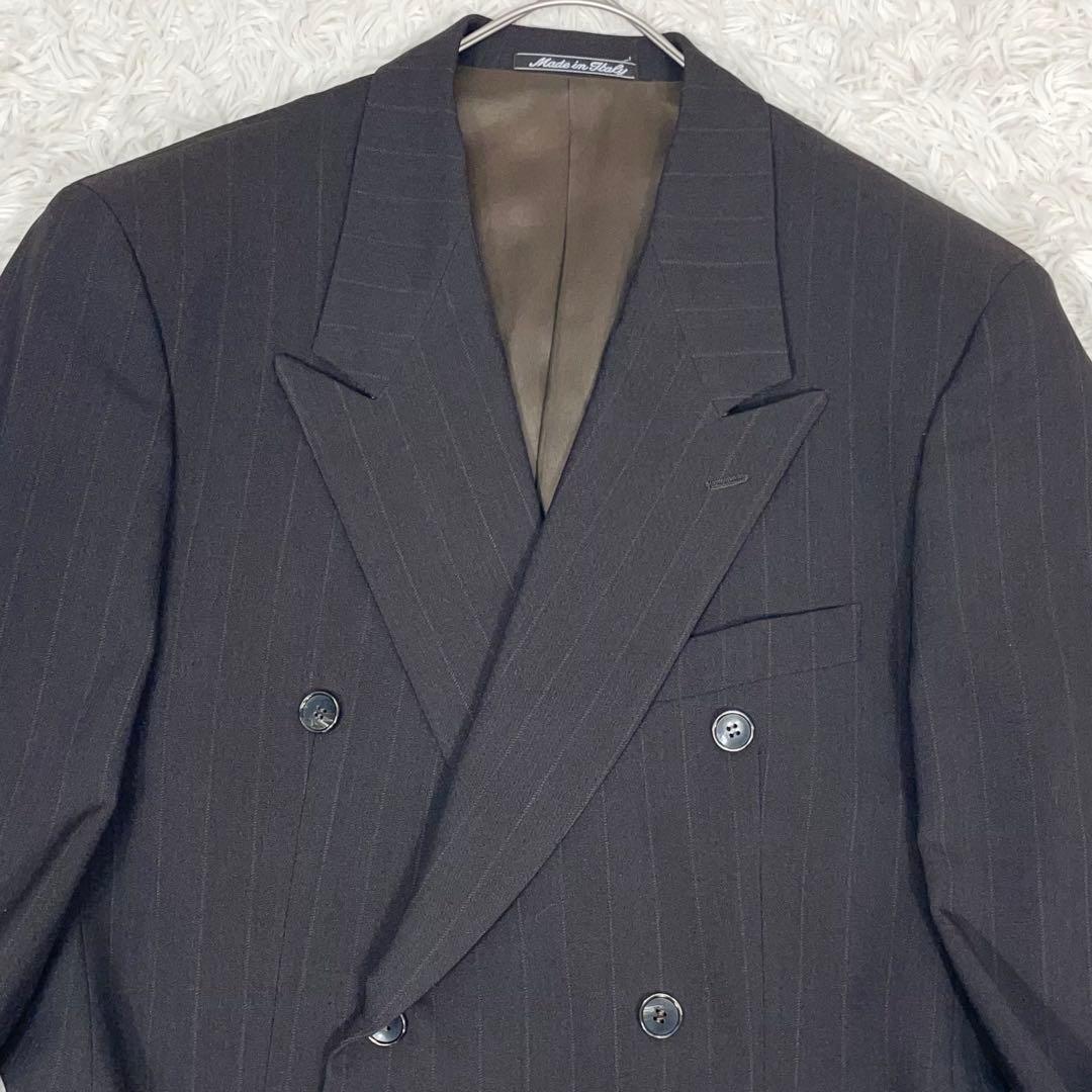 美品✨ジョルジオアルマーニ スーツ セットアップ ダブル ストライプ ブラウン系