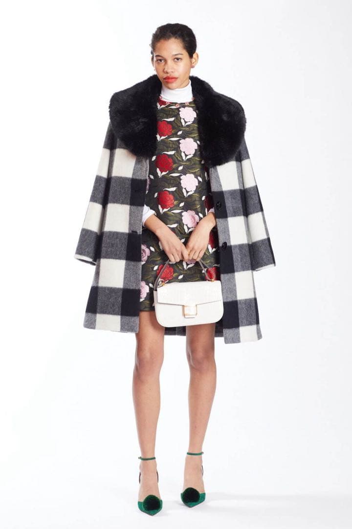 kate spade NEW YORK チェック ウールコート ミドル丈