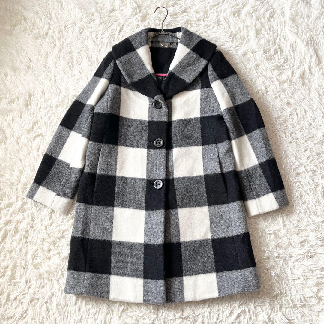 kate spade NEW YORK チェック ウールコート ミドル丈