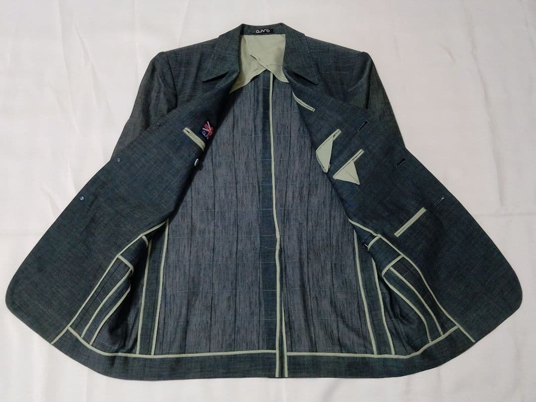 【ビンテージ】ファッション・スーツ セットアップ 碧系 英国 オーダー 希少！