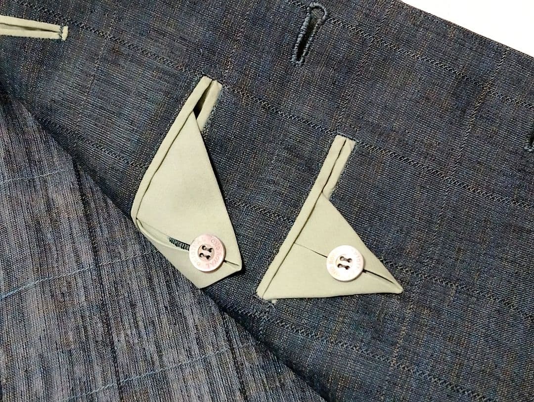 【ビンテージ】ファッション・スーツ セットアップ 碧系 英国 オーダー 希少！