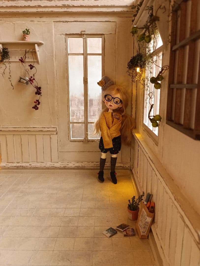 NO.100　木製 ドールハウス　背景ボード