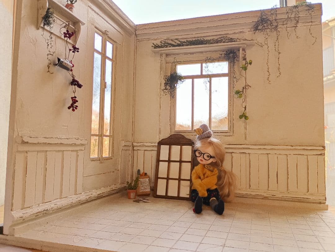 NO.100　木製 ドールハウス　背景ボード