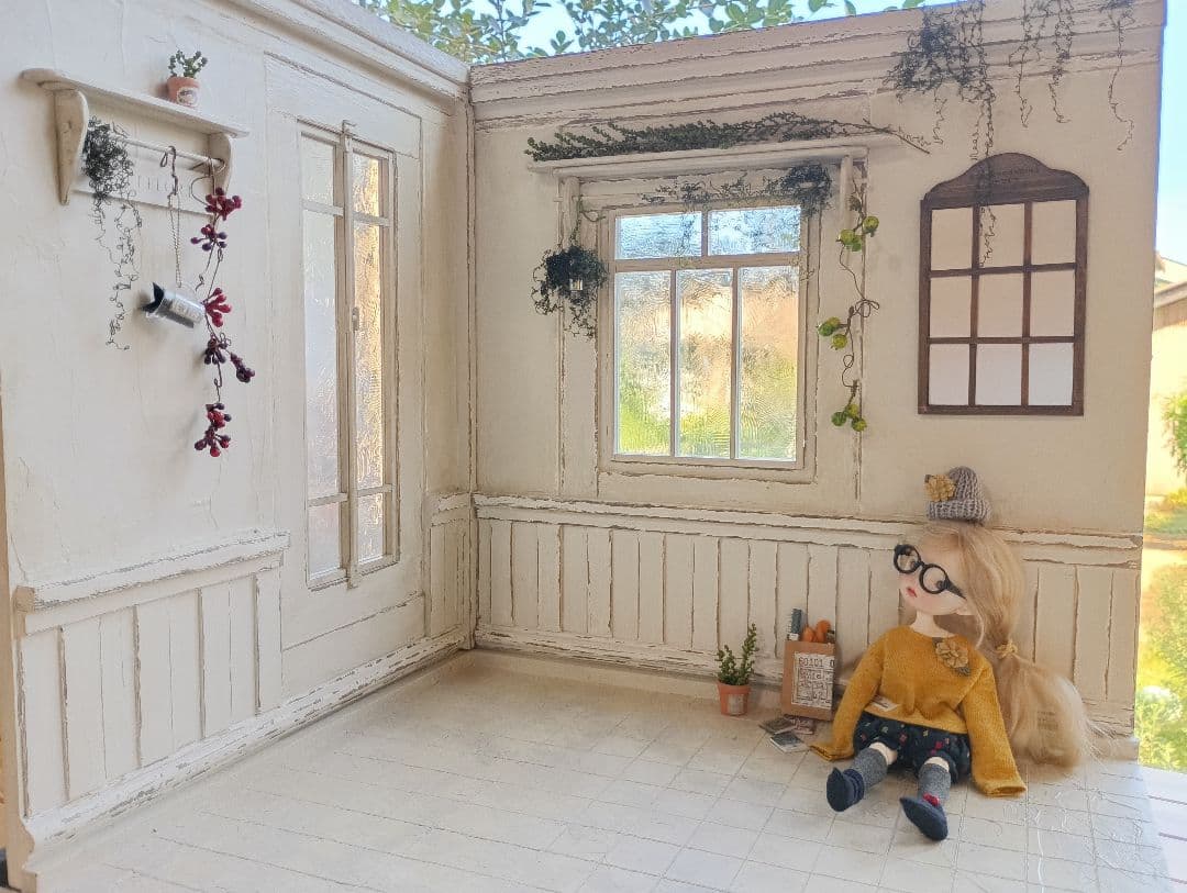 NO.100　木製 ドールハウス　背景ボード