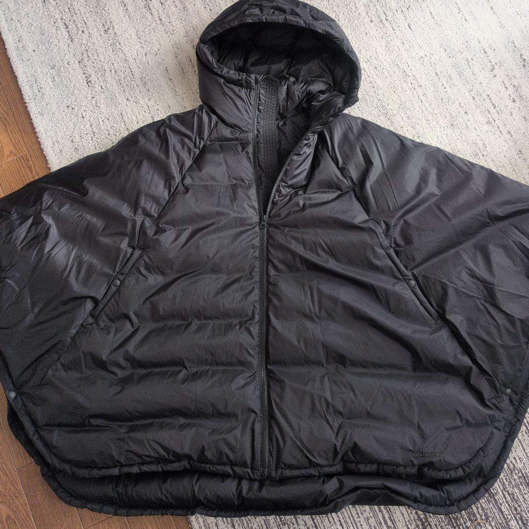 Marmot BEAMS別注 ダウン フード付き ポンチョ ケープ コート
