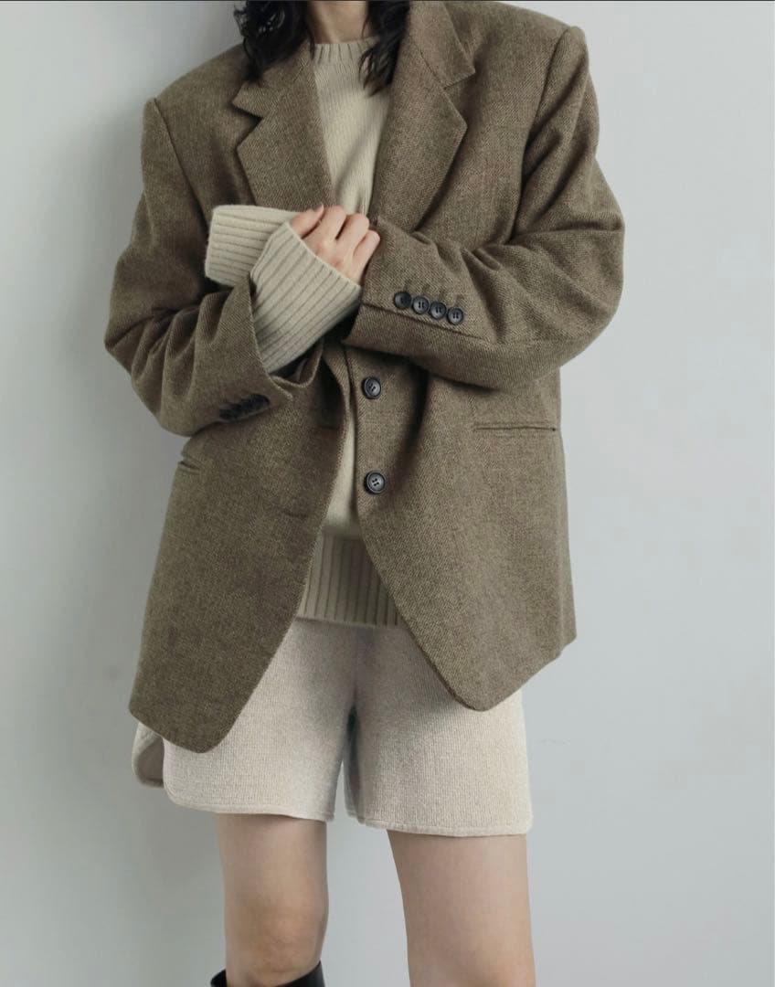 新品 完売anuke Herringbone Wool Jacket ベージ38