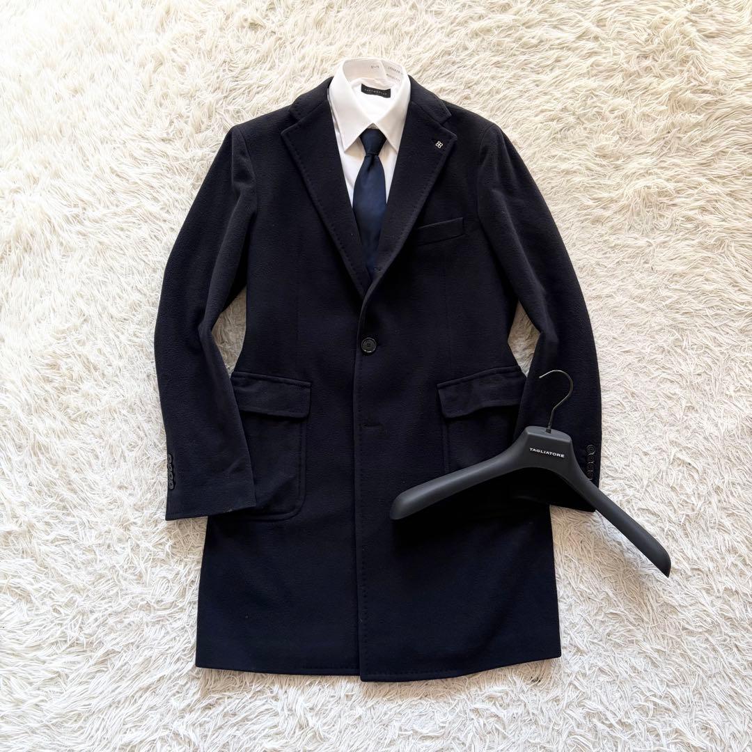 <美品>TAGLIATORE 新ロゴ カシミヤ ウール チェスターコート48