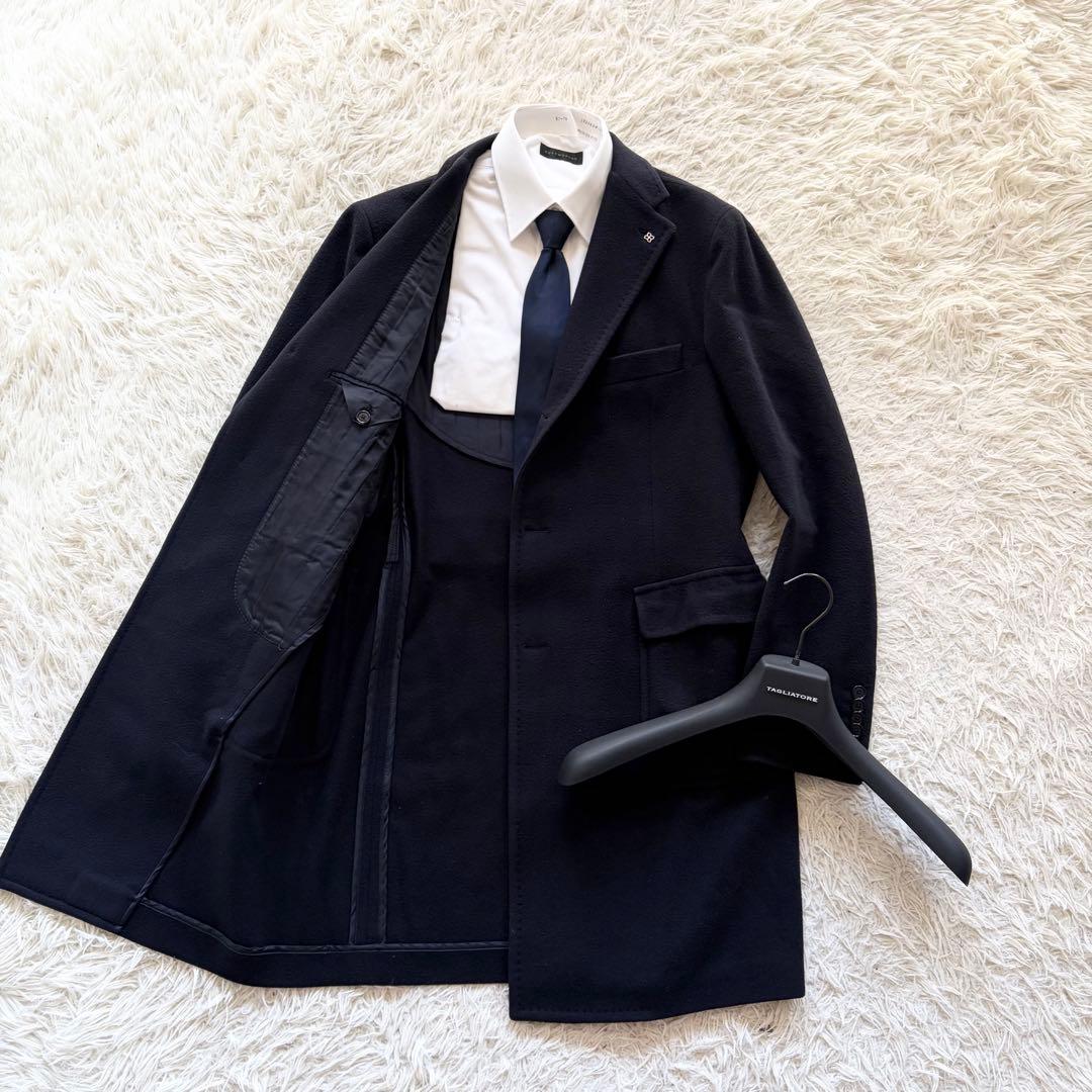 <美品>TAGLIATORE 新ロゴ カシミヤ ウール チェスターコート48