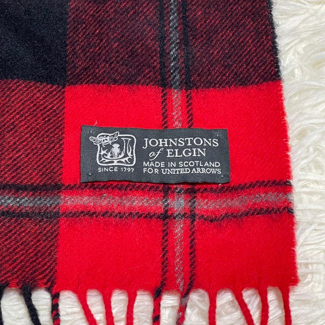 Johnstons カシミヤストール UA別注 タータンチェック 赤